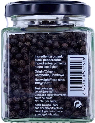 DAMUNE Schwarze Kampot Pfefferkörner Bio Premium ganz, 100g